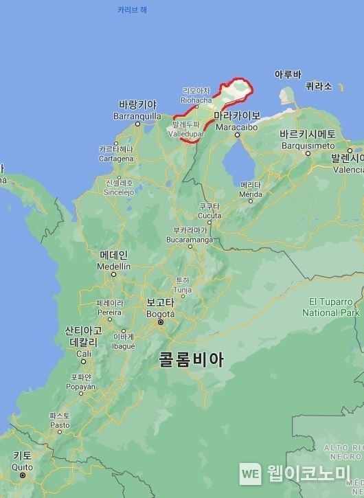 콜롬비아 라과히라 지역(빨간색 표시) 2021.07.19 (출처:한화큐셀) 