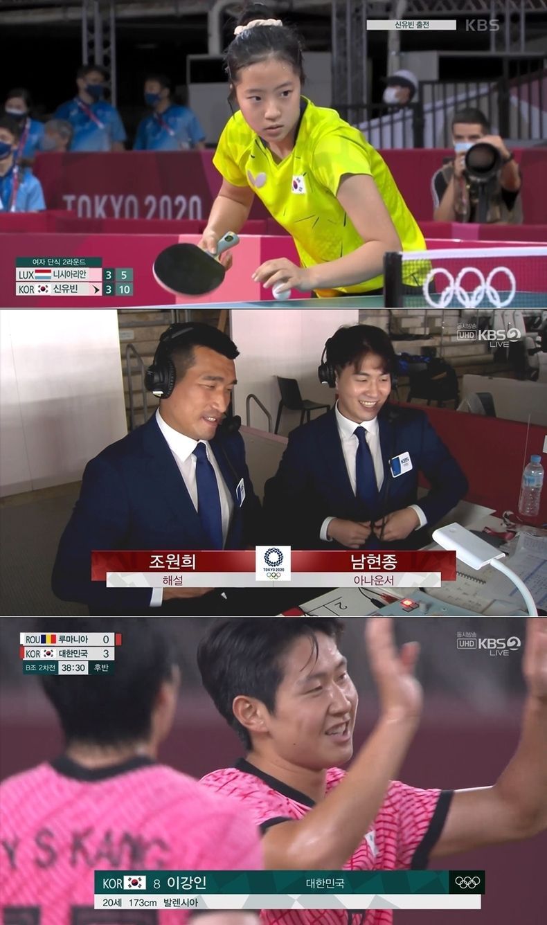 KBS 2TV 탁구 신동 신유빈 경기 시청률 15.1%로 전체 1위…최고 시청률 18% 2021.07.26 (출처:KBS)