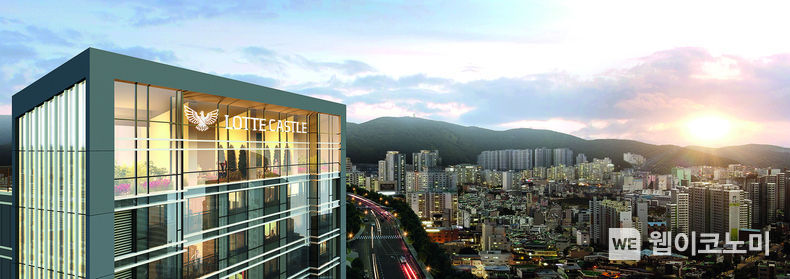 롯데건설 부산 괴정6구역 수주. 사진은 괴정6구역 스카이 커뮤니티 메가프레임 투시도 2021.09.05 (출처:롯데건설)