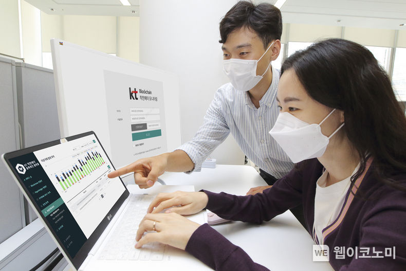 KT가 고도화된 지역화폐 이상거래 탐지 시스템으로 이상거래를 차단한다. 모델이 지역화폐 이상거래 탐지 시스템을 보고 있는 모습 2021.09.12 (출처:KT)