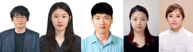 (왼쪽부터) KAIST 생명과학과 이승재 교수, KAIST 생명과학과 박혜은 학생, KAIST 생명과학과 함석진 박사, KAIST 생명과학과 김은아 박사, POSTECH 황우선 박사 2021.10.06 (출처:KAIST)
