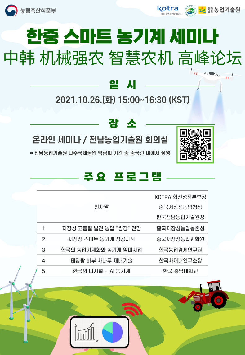 ‘한중 스마트농기계 웨비나’ 홍보 포스터 2021.10.27 (출처:KOTRA)