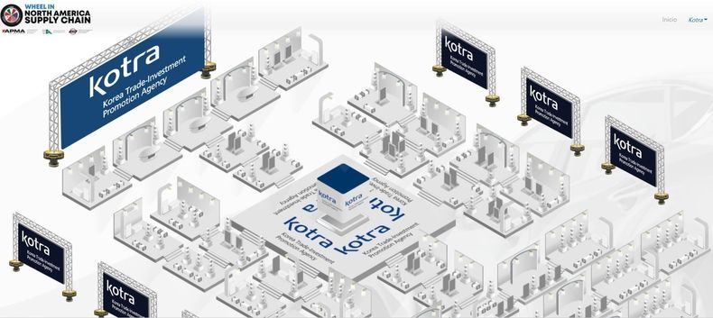 KOTRA(사장 유정열)는 이달 17일부터 24일까지 ‘2021 멕시코 온라인 Korea Autoparts Plaza(이하 KAP 2021)’를 개최한다. 온라인 전시관의 모습 2021.11.16 (출처:KOTRA)