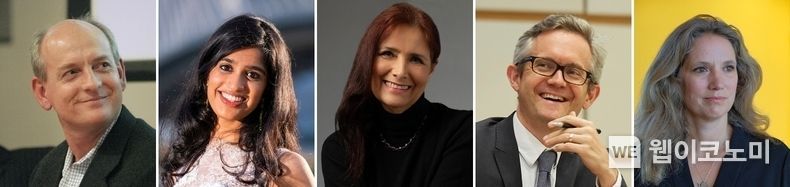 (좌측부터) 스튜어트 러셀 UC 버클리 교수, 털시 도시 구글 제품 총괄, 케이 퍼스-버터필드 WEF 집행위원, 사이몬 체스터만 AI 싱가포르 AI거버넌스 선임이사, 에밀리 슉버그 케임브리지 제로 이사 2021.12.07 (출처:KAIST)