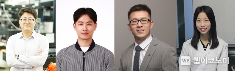 (왼쪽부터) POSTECH IT융합공학과‧전자전기공학과‧기계공학과 김철홍 교수·박별리 박사, 중국 톈진대학교 유미아오 장(Yumiao Zhang) 교수·박사과정 위안멍 딩(Yuanmeng Ding) 씨 2021.12.08 (출처:POSTECH)