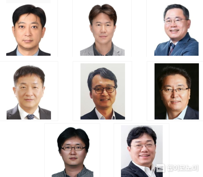 (왼쪽 위부터) 삼성디스플레이 김창식 부사장, 박지용 부사장, 이관희 부사장, (가운뎃줄 왼쪽부터) 이동원 부사장, 조성찬 부사장, 최순호 부사장, (아랫줄 왼쪽부터) 최열 부사장, 최재열 부사장 2021.12.09 (출처:삼성)