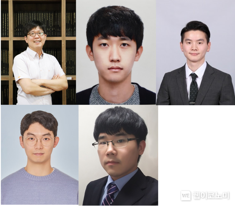 (왼쪽부터) POSTECH 노준석 교수, 김경태 씨, 장재혁 씨, 정민수 씨, 정충환 씨 2021.12.10 (출처:POSTECH)