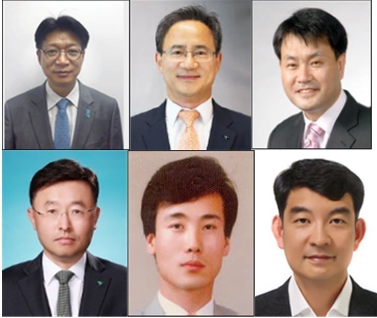 하나은행(은행장 박성호)은 2022년을 금융의 경계를 넘어서는 “Beyond Finance"의 원년으로 삼은 하나금융그룹의 경영전략 추진을 위한 2022년도 조직개편 및 임원 인사를 단행했다고 밝혔다. 윗줄 왼쪽부터 김주성 리스크관리그룹장(부행장), 박병준 경영지원그룹장 겸 청라HQ추진단장(부행장), 성영수 CIB그룹장(부행장), 이어 아랫줄 왼쪽부터 안선종 Biz.혁신그룹장(부행장), 전우홍 여신그룹장(부행장), 박태순 정보보호본부장(상무) 2021.12,27 (출처:하나은행)
