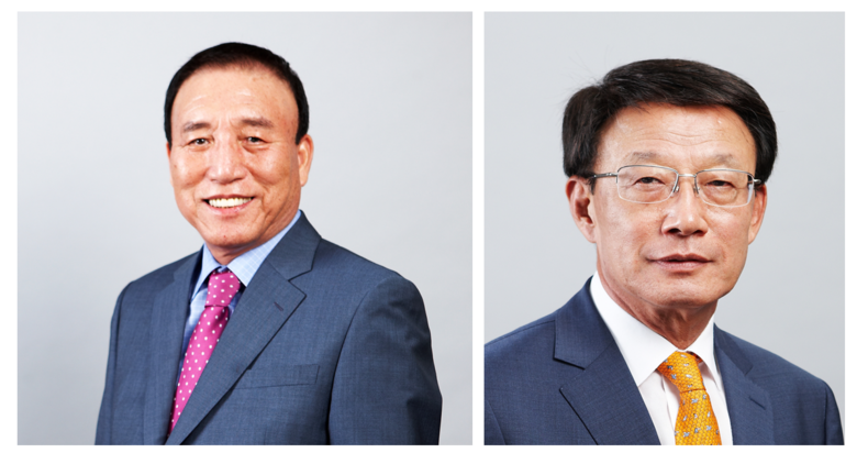 왼쪽부터 (주)효성 김규영 부회장, 효성티앤에스(주) 손현식 사장 2022.01.10 (출처: 효성)