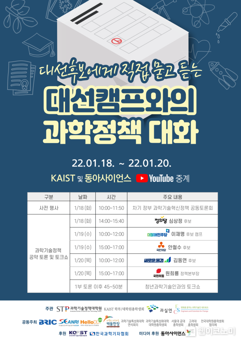 대선캠프와의 과학정책 대화 포스터 2022.01.11 (출처: KAIST)