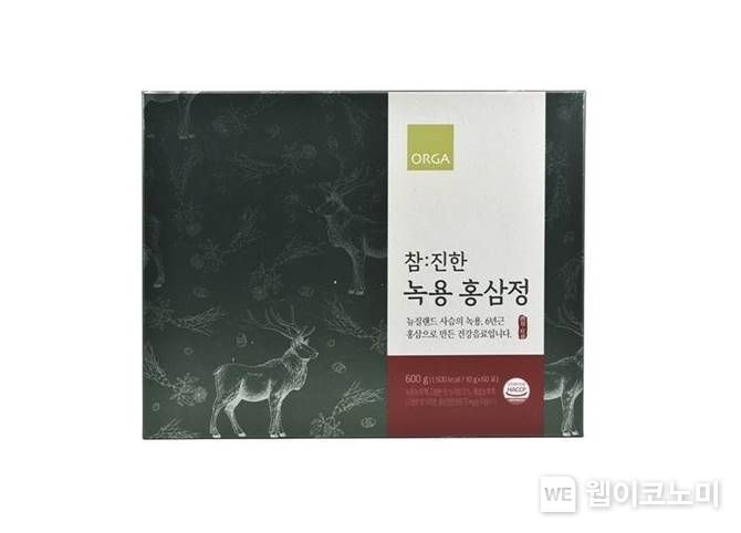 뉴질랜드에서 자란 사슴의 녹용 전지와 국내산 6년근 홍삼으로 만든 올가홀푸드 PB(Private Brand) 건강음료 ‘참진한 녹용 홍삼정’ 2022.02.21 (출처: 풀무원)