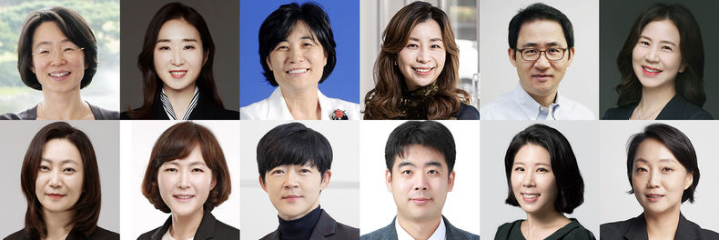 KAIST의 포용적 발전을 위해 기부한 12인 (사진 첫줄 좌측부터 시계방향으로) 류석영 KAIST 전산학부 교수, 배순민 KT 융합기술원 AI2XL 연구소장, 서지희 삼정회계법인 부대표, 석현정 KAIST 산업디자인학과 교수, 오왕열 KAIST 기계공학과 교수, 오혜연 KAIST 전산학부 교수, 채양희 법무법인 H 대표 변호사, 차미영 KAIST 전산학부 교수, 주영석 KAIST 의과학대학원 교수, 제현주 인비저닝 파트너스 대표, 장윤규 아마존웹서비스 엔터프라이즈 석세스 매니저, 장세영 한화 NxMD 대표 2022.03.03 (출처: KAIST)