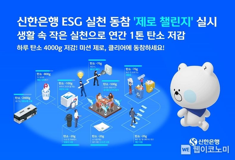 신한은행, ESG 실천 동참 ‘제로 챌린지’ 실시 2022.03.29 (출처: 신한은행)