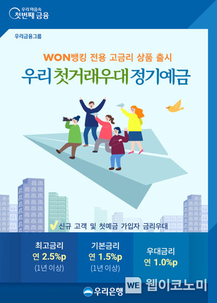 우리은행, ‘우리 첫거래우대 정기예금’ 출시 2022.03.31 (출처: 우리은행)