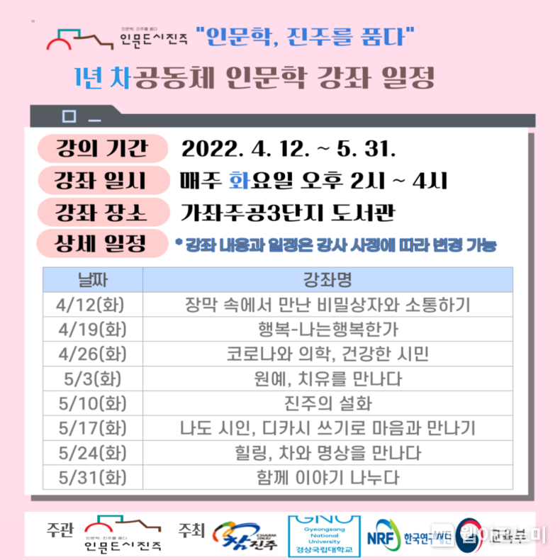 공동체 인문학 포스터.(사진=경상국립대)