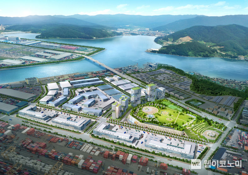 부산항 신항 북컨2단계 배후단지 조성사업 완공 후 예상 조감도 2022.04.15 (출처: DL이앤씨)
