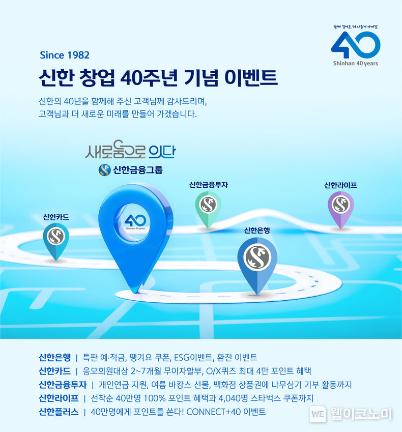 신한금융그룹, ‘창업 40주년’ 기념 대고객 이벤트 실시 2022.06.30 (출처:신한금융그룹)