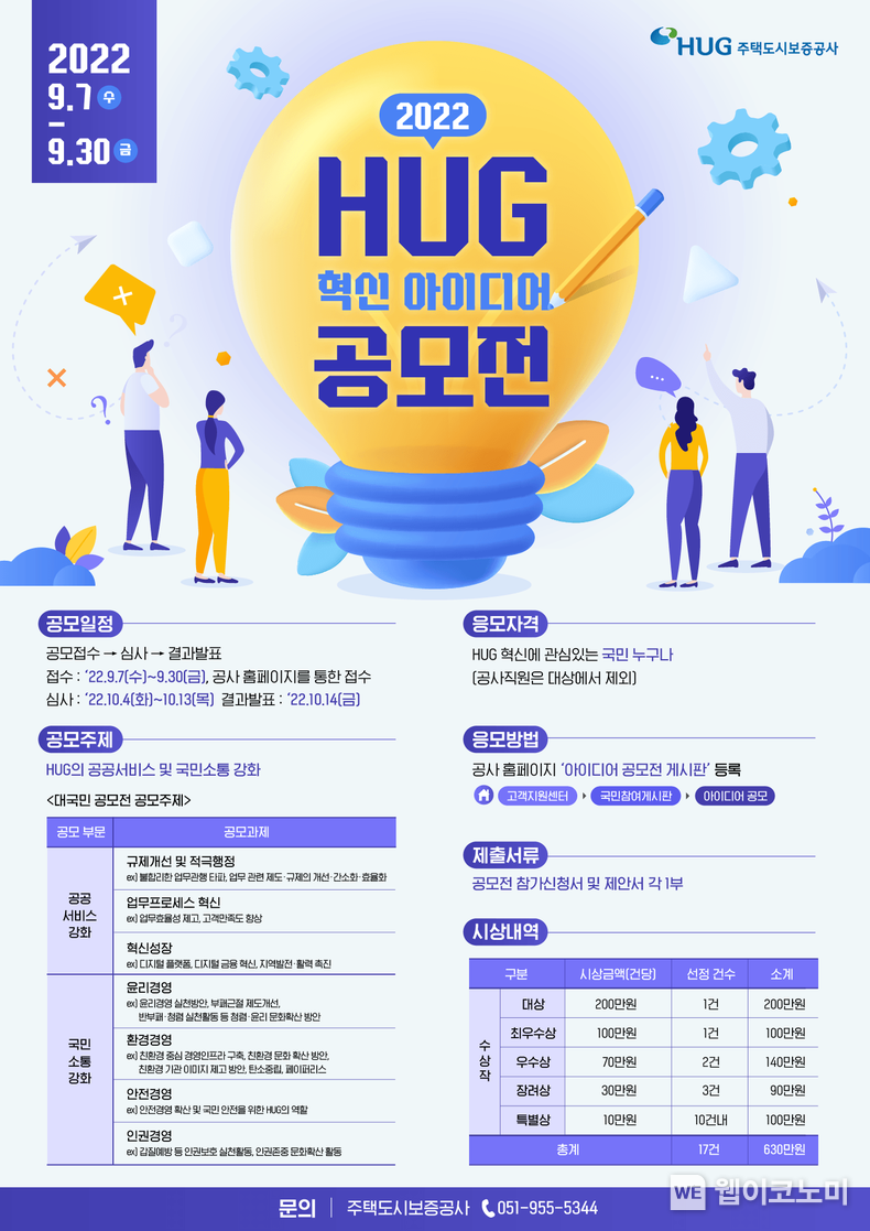 혁신아이디어 공모전 포스터 2022.09.08 (출처:HUG)