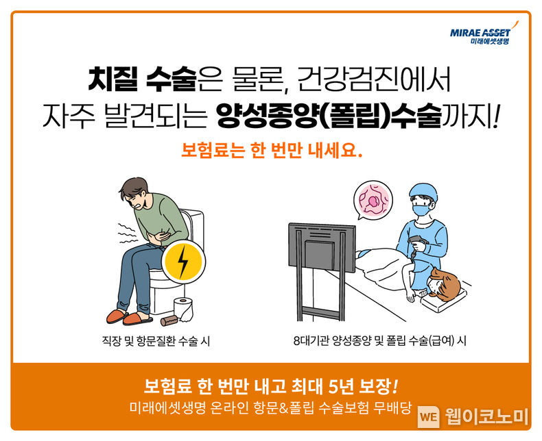 미래에셋생명 ‘온라인 항문&폴립 수술보험’ 출시 2022.09.13 (출처:미래에셋생명)