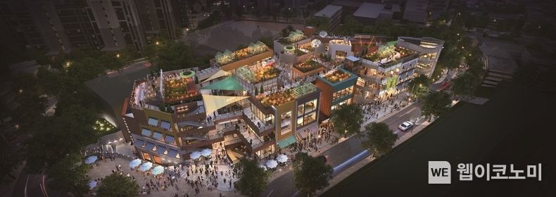 롯데건설이 제안한 르엘 팔라티노의 메인 상업시설 ‘한남 피크(HANNAM PEAK)’ 조감도 2022.10.20 (출처:롯데건설)