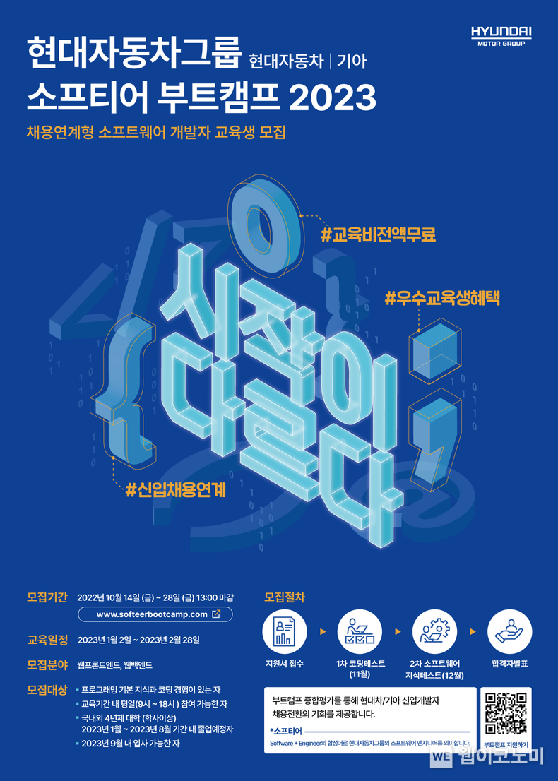 소프티어 부트캠프 2023 포스터 2022.10.20 (출처:현대차 · 기아 커뮤니케이션)