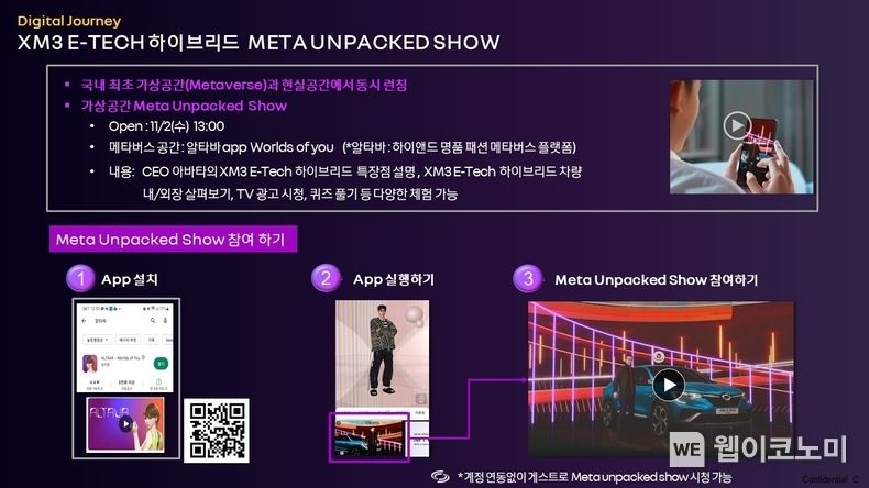 XM3 E-TECH 하이브리드 META UNPACKED SHOW 참여방법 2022.11.02 (출처:르노코리아자동차)