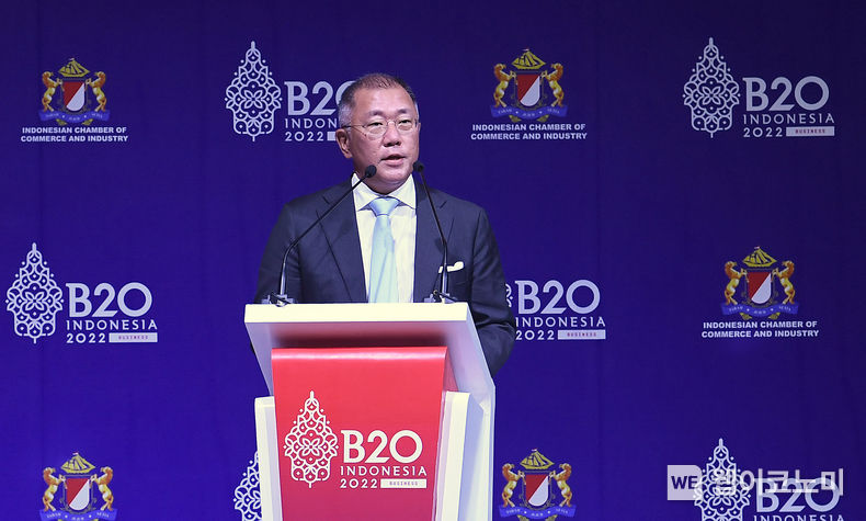 정의선 현대차그룹 회장, 『B20 Summit』에서 기조연설 2022.11.14 (출처:현대차·기아 커뮤니케이션센터)