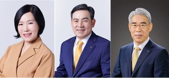 (왼쪽부터) 증권 대표이사 박정림, 증권 대표이사 김성현, 손보 대표이사 김기환 (출처: KB금융지주)