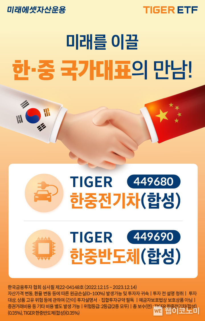 미래에셋, ‘한중반도체’ · ‘한중전기차’ TIGER ETF 2종 신규 상장 2022.12.22 (출처:미래에셋자산운용)