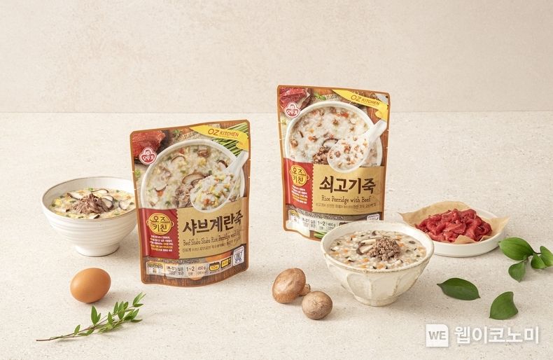 오뚜기 오즈키친 파우치죽 2종(쇠고기,샤브계란) 연출컷 2023.02.15 (출처:오뚜기)