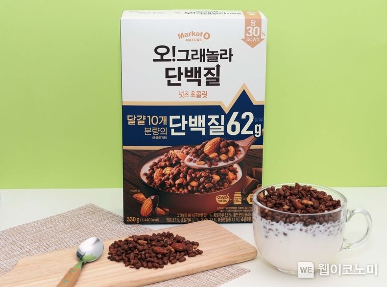 오리온 ‘마켓오네이처 오!그래놀라 단백질 넛츠초콜릿’ 제품 이미지 2023.02.20 (출처:오리온)
