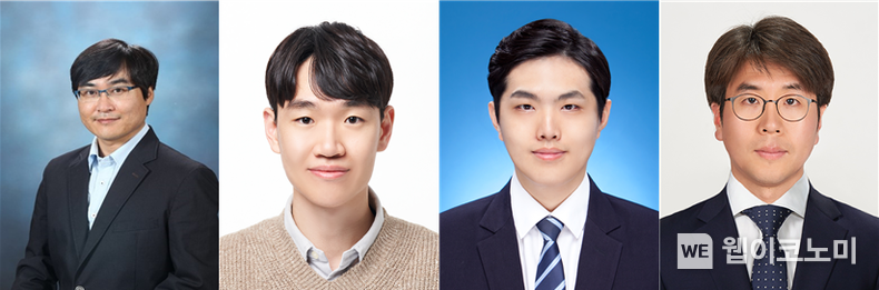 (좌측부터) POSTECH 화학공학과 김원배 교수, 통합과정 김민호, 박사과정 강송규, 부경대 화학공학과 이상호 교수 2023.02.20 (출처:POSTECH)