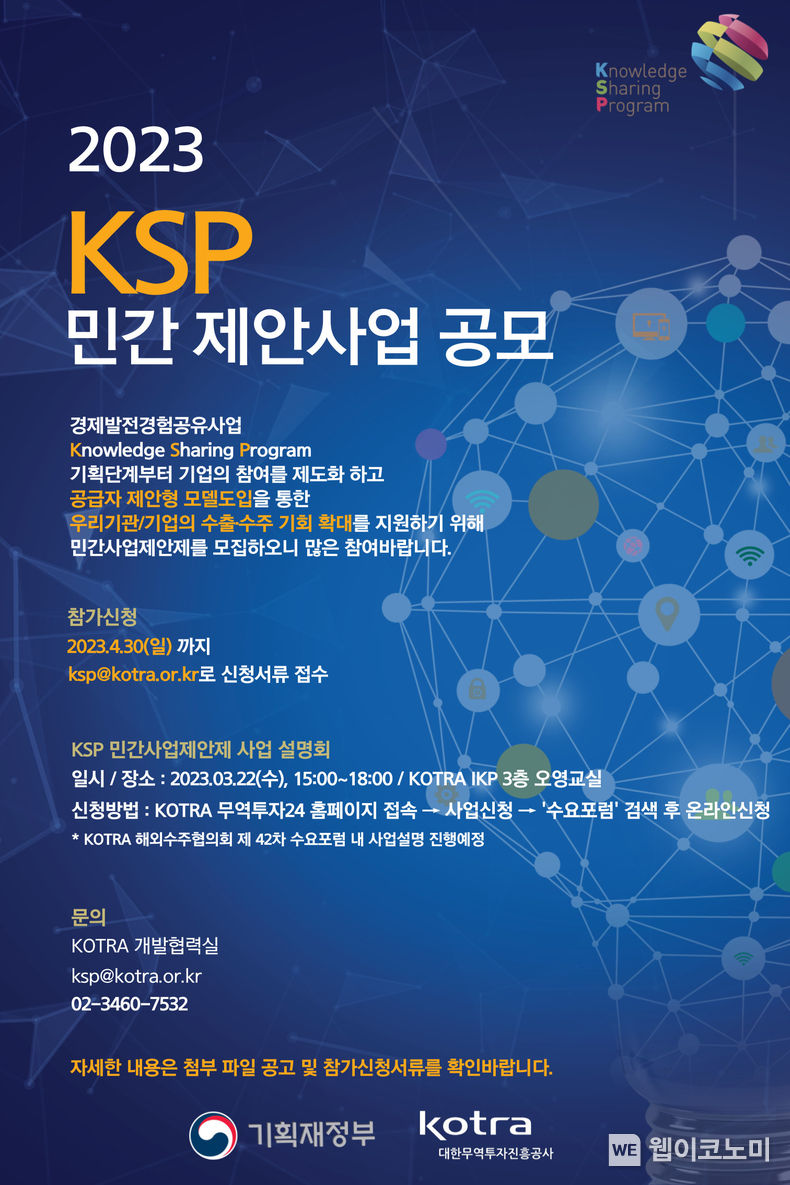 KSP 민간제안사업 공고문 2023.03.09 (출처:KOTRA)