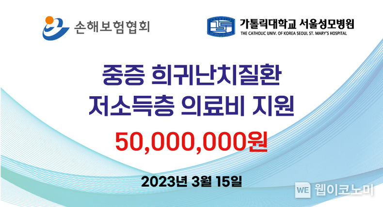 손해보험협회, 경제적 어려움을 겪는 중증ㆍ희귀난치질환 환자들에게 의료비 5천만원 지원 2023.03.15 (출처:손해보험협회)