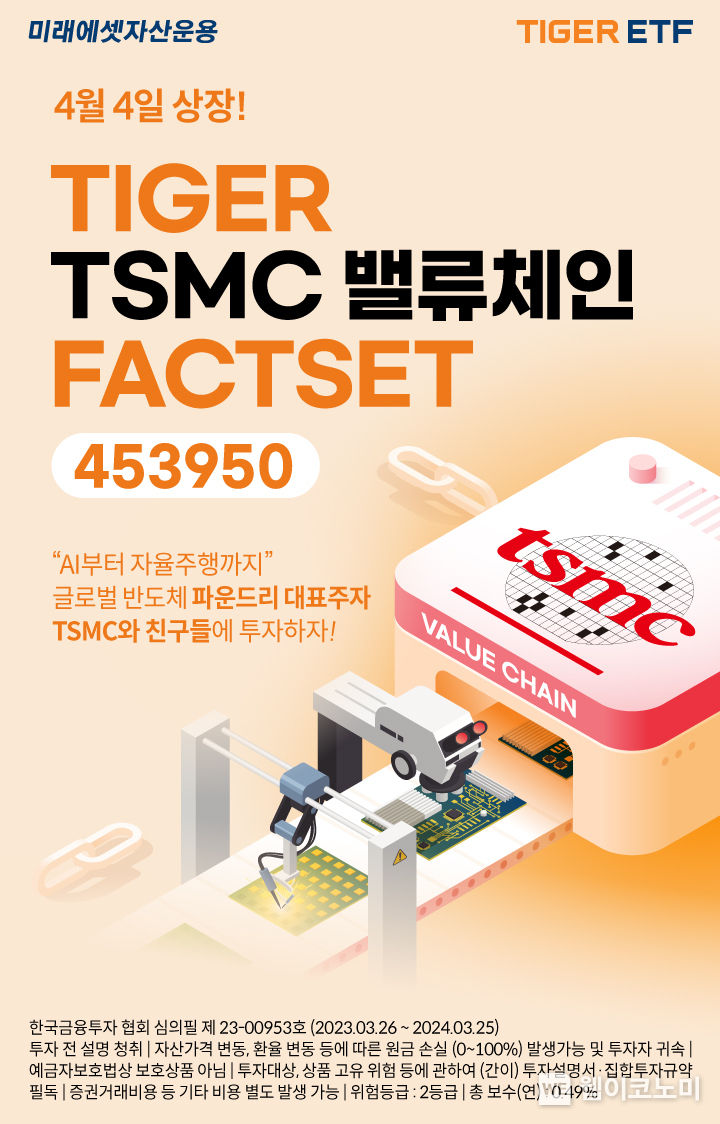 미래에셋, ‘TIGER TSMC밸류체인FACTSET ETF’ 신규 상장 2023.04.04 (출처 : 미래에셋자산운용)