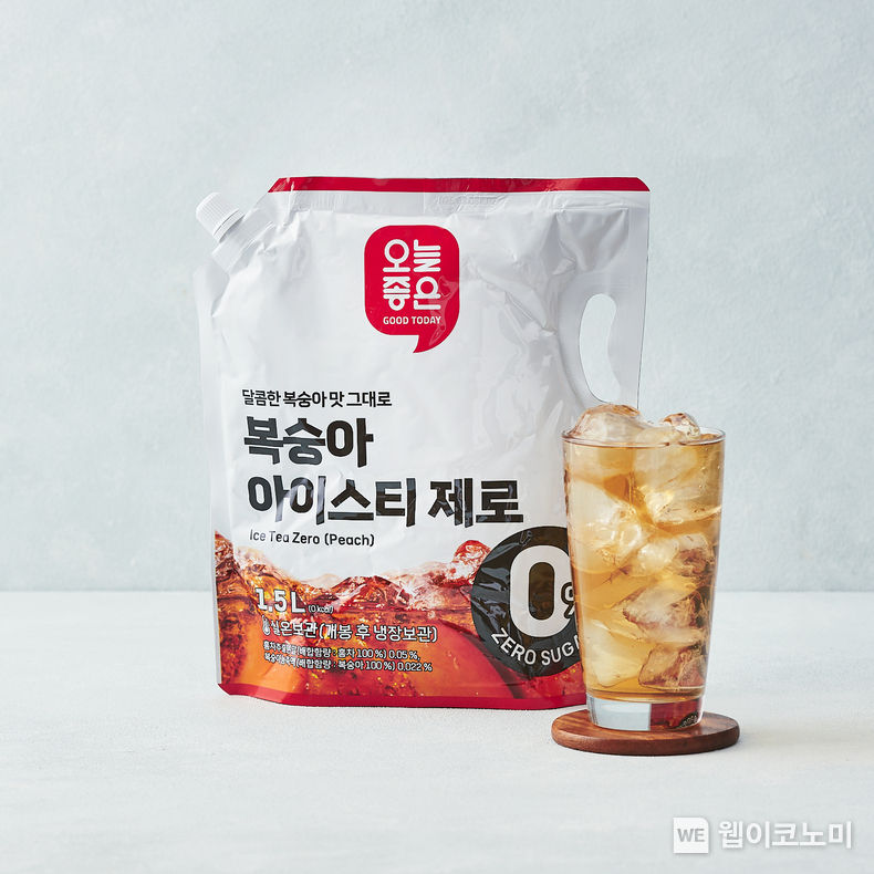 롯데마트 마스터 PB 오늘좋은 복숭아맛 아이스티 제로 연출 이미지 2023.04.05 (출처 : 롯데쇼핑)