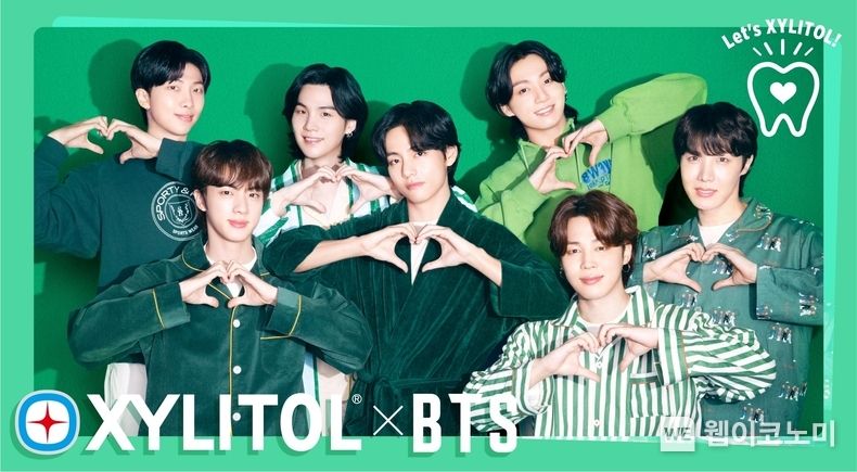 롯데웰푸드 자일리톨 X 방탄소년단 브랜드 모델 키비주얼 2023.04.12 (출처 : 롯데웰푸드)