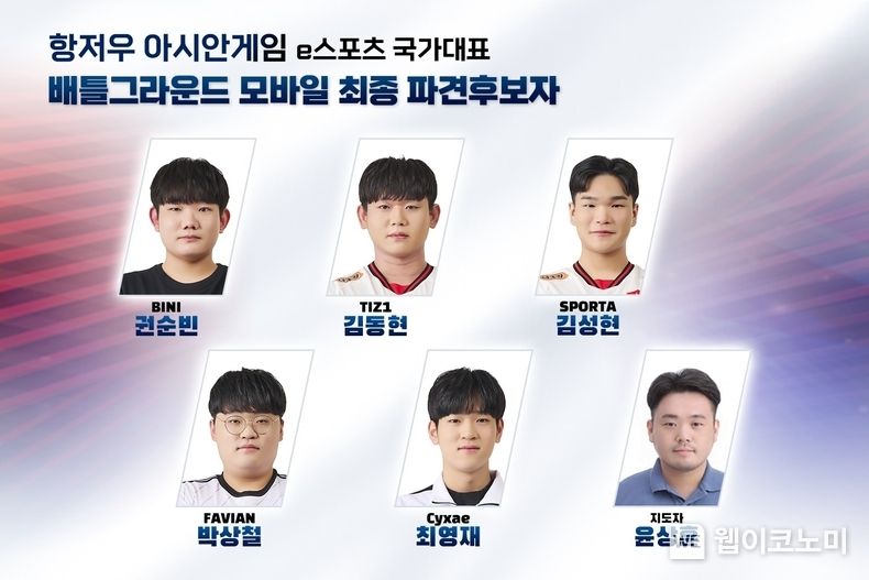 배틀그라운드 모바일, 항저우 아시안게임 국가대표 명단 확정 2023.06.09 (출처: 크래프톤)