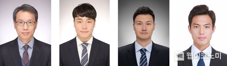 원자력및양자공학과 류호진 교수 연구팀 (왼쪽부터) 원자력및양자공학과 류호진 교수, 신소재공학과 이태규 박사과정, 원자력및양자공학과 정원종 박사과정, 원자력및양자공학과 정승혁 박사과정 2023.06.13 (출처 : KAIST)