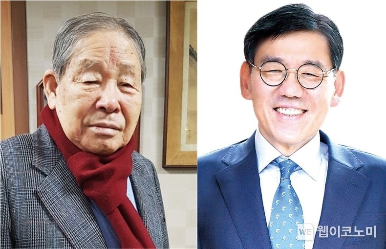 고 이두정 창업주(왼쪽)와 이상명 이사장 2023.06.26 (출처 : 경상국립대학교)