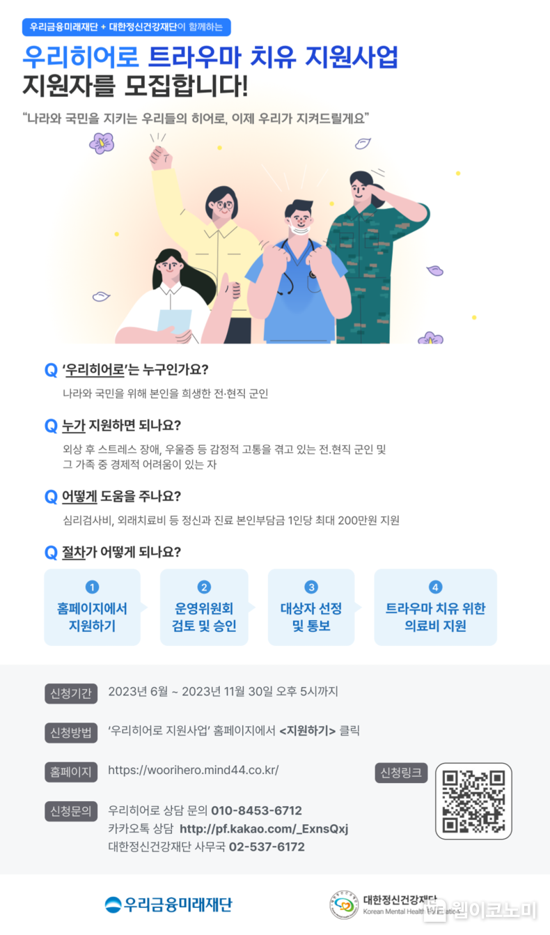 우리금융, 군 복무 중 입은 트라우마 치료 나선다 2023.06.29 (출처 : 우리금융그룹)