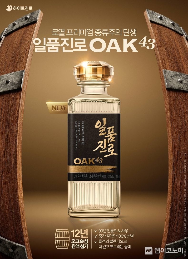 하이트진로, 로열프리미엄 증류식 소주 ‘일품진로 오크43’ 출시 2023.07.10 (출처 : 하이트진로)