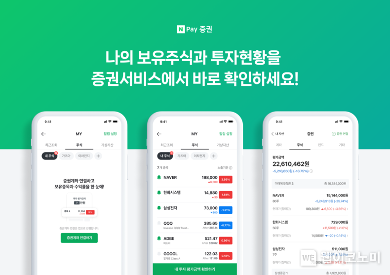 네이버페이 증권, 개인화 서비스 강화…보유종목·수익률 한 눈에 확인하는 ‘내 주식’ 서비스 오픈 2023.07.21 (출처:네이버)
