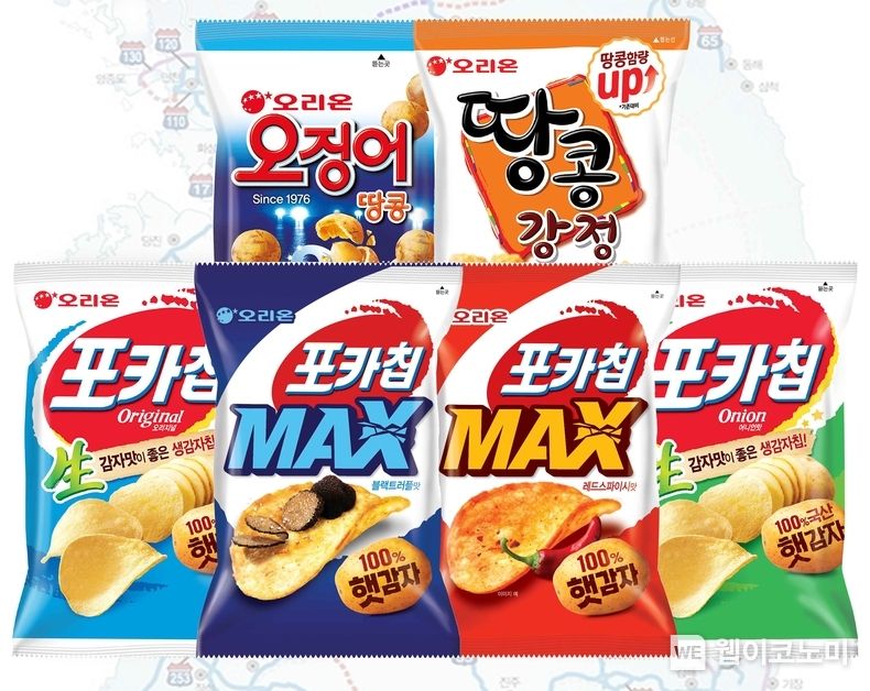 오리온 포카칩 오징어땅콩 땅콩강정 제품 이미지 2023.08.02 (출처 : 오리온)
