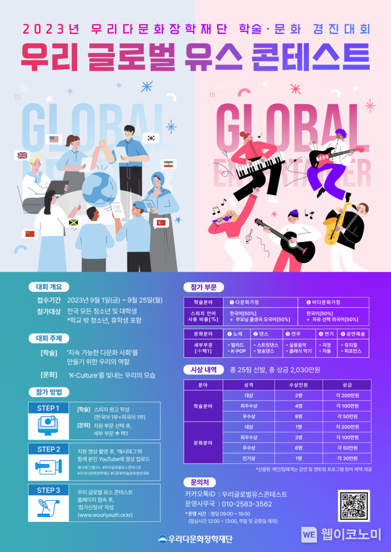 우리다문화장학재단, 글로벌 리더 발굴 위한 학술·문화 콘테스트 개최 2023.09.14 (출처 : 우리금융그룹)