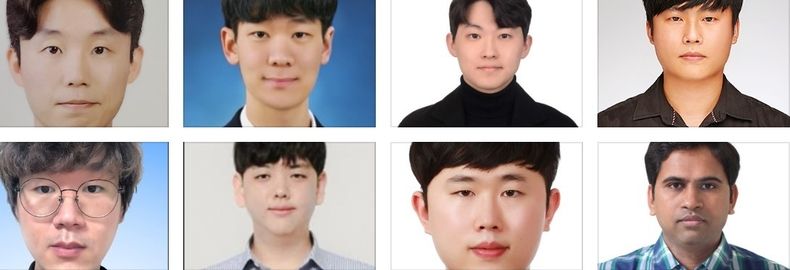 (윗줄 왼쪽부터) 포스텍 정현수, 울산의대 정지훈, 울산의대 최창용, (아랫줄 왼쪽부터) 포스텍 임현석, 울산의대 원종준, 울산의대 김영재, 포스텍 윤치호, 포스텍 아비짓(Abhijeet) 씨 2023.10.24 (출처: 포스텍)
