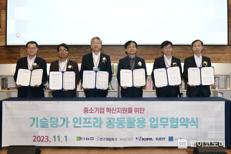 5개 유관기관과 기술평가 인프라 공동활용 업무협약 체결 2023.11.02 (출처: 기술보증기금)