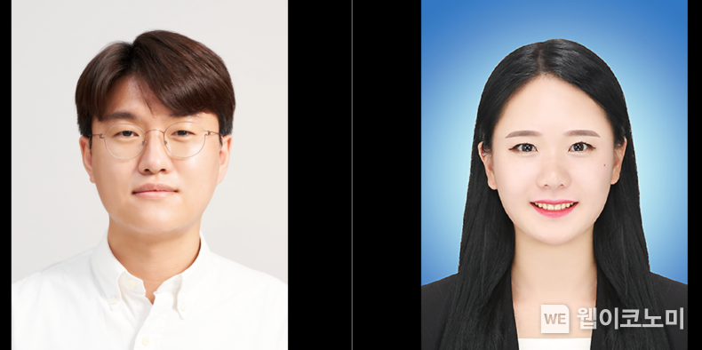 (왼쪽부터) POSTECH(포항공과대학교) 친환경소재대학원 · 화학공학과 조창신 교수, 박사과정 장주영 씨 2023.11.07. (출처: POSTECH)