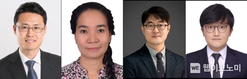 (왼쪽부터) KAIST 전기및 전자공학부 정재웅 교수, 박사과정 카렌 크리스티안 아그노, 의과학대학원 정원일 교수, 양경모 박사. 2023.11.13. (출처: KAIST)