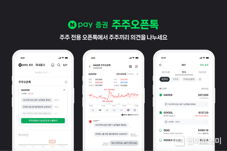 네이버페이, 업계 최초 인증기반 주주전용 온라인 커뮤니티 서비스 ‘주주오픈톡’ 제공 / 2023.11.30 (출처: 네이버페이)